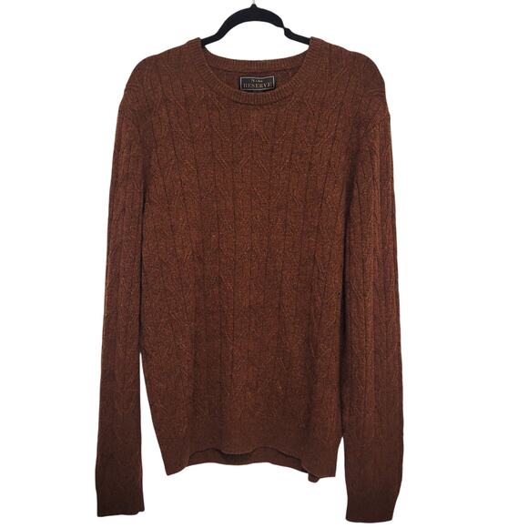 Jos A Bank Reserve XL Wool/Nylon Cable Knit Brown Crewneck Sweater NWT Fall - Picture 1 of 8